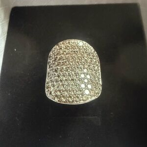 Silver Rhinestone Statement Ring 925 Silver